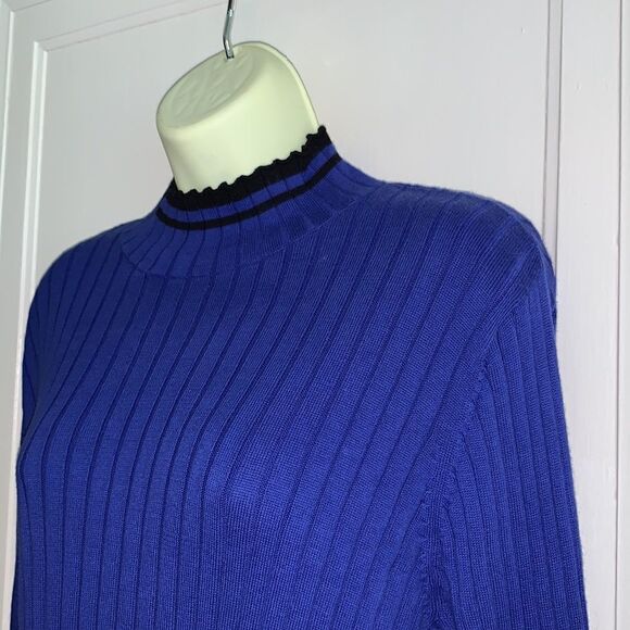 Susan Bristol purply/blue ribbed turtleneck sweater - Picture 2 of 8
